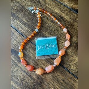 Jay King DTR Carnelian Gemstone Necklace Orange Faceted Nugget Sterling Silver